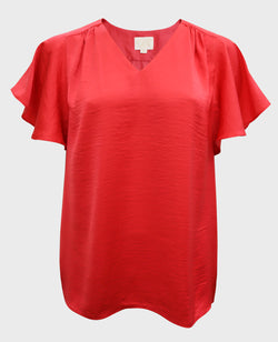 V-Neck Flutter Short Sleeve