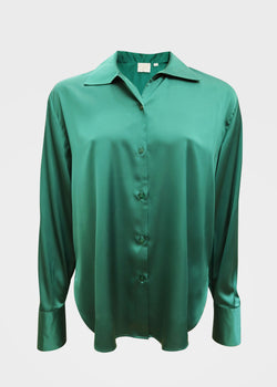 Flowy Button-Down Satin Shirt