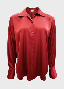 Flowy Button-Down Satin Shirt