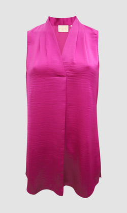 Pleated V-Neck Sleeveless Tunic