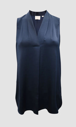 Pleated V-Neck Sleeveless Tunic