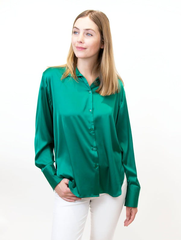 Flowy Button-Down Satin Shirt