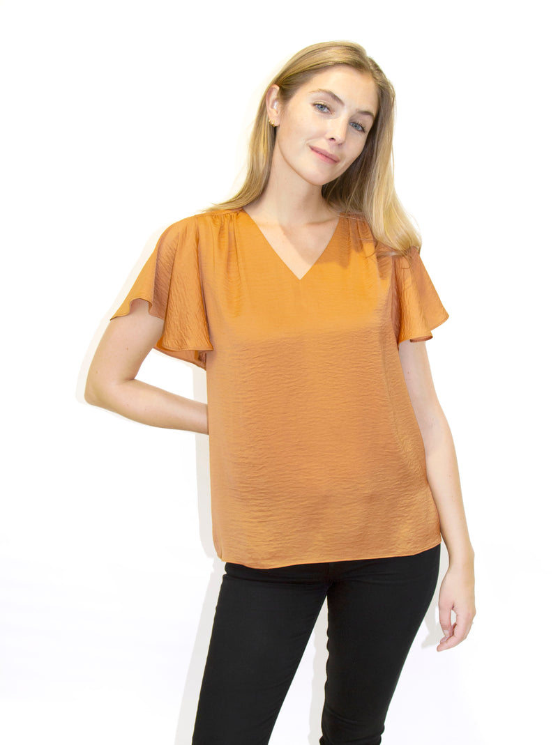 V-Neck Flutter Short Sleeve