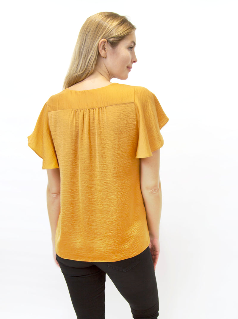 V-Neck Flutter Short Sleeve