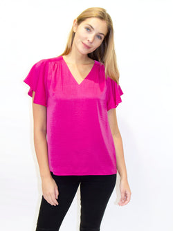 V-Neck Flutter Short Sleeve