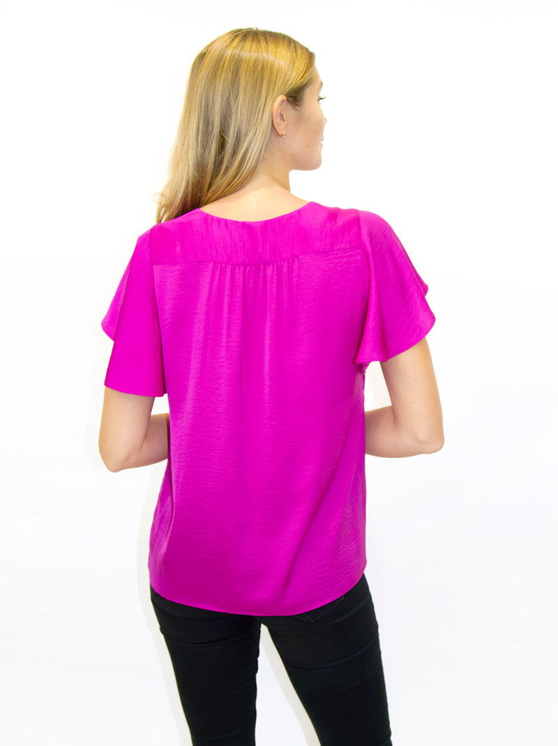 V-Neck Flutter Short Sleeve