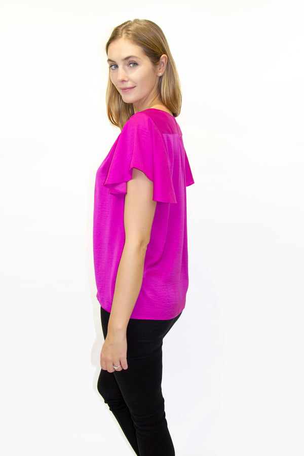 V-Neck Flutter Short Sleeve