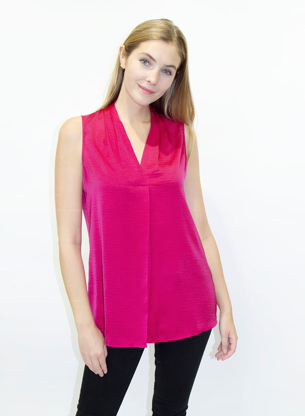 Pleated V-Neck Sleeveless Tunic