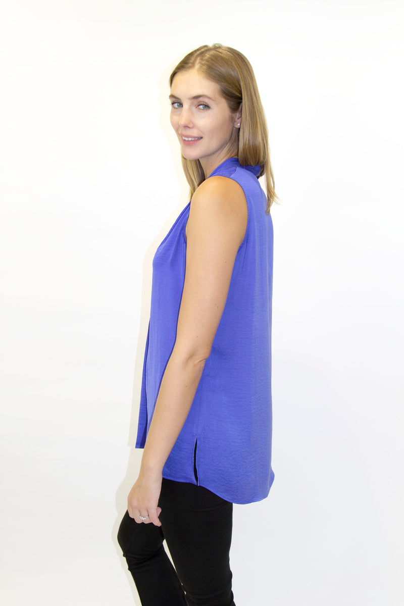 Vince Sleeveless Silk Top in Blue