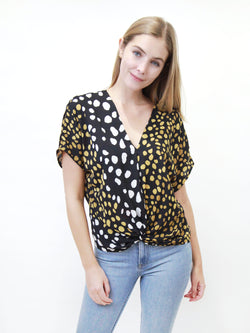 Twist Hem V-Neck Top