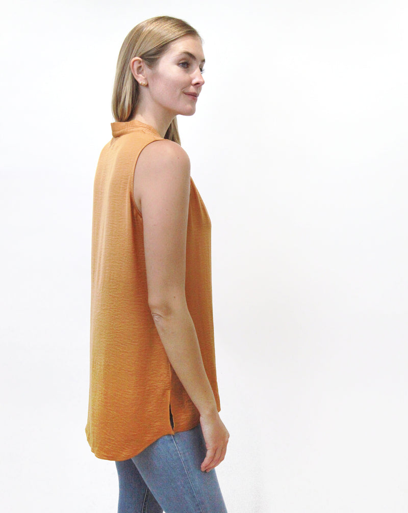 Pleated V-Neck Sleeveless Tunic