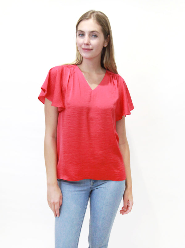 V-Neck Flutter Short Sleeve