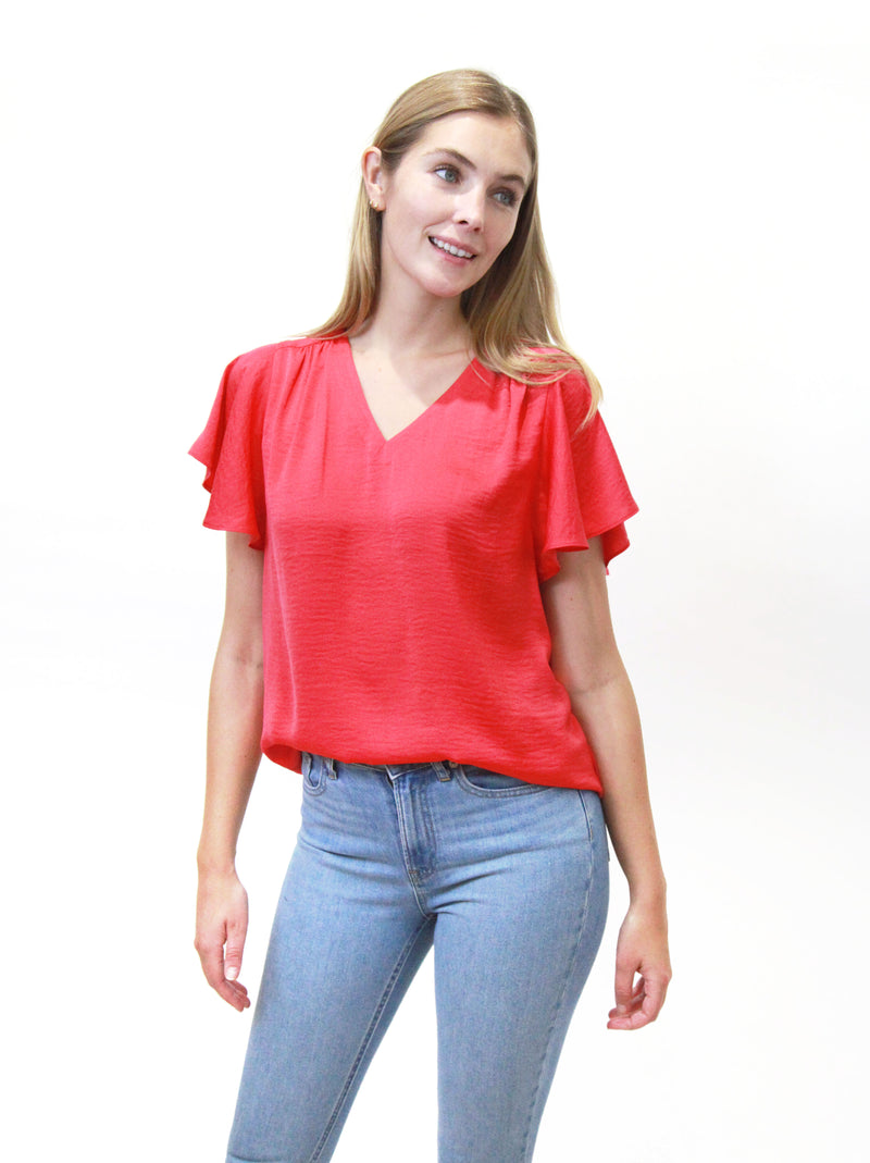 V-Neck Flutter Short Sleeve