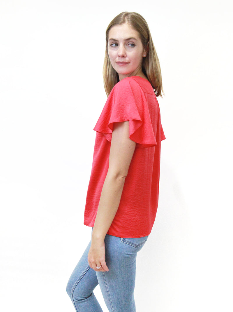 V-Neck Flutter Short Sleeve