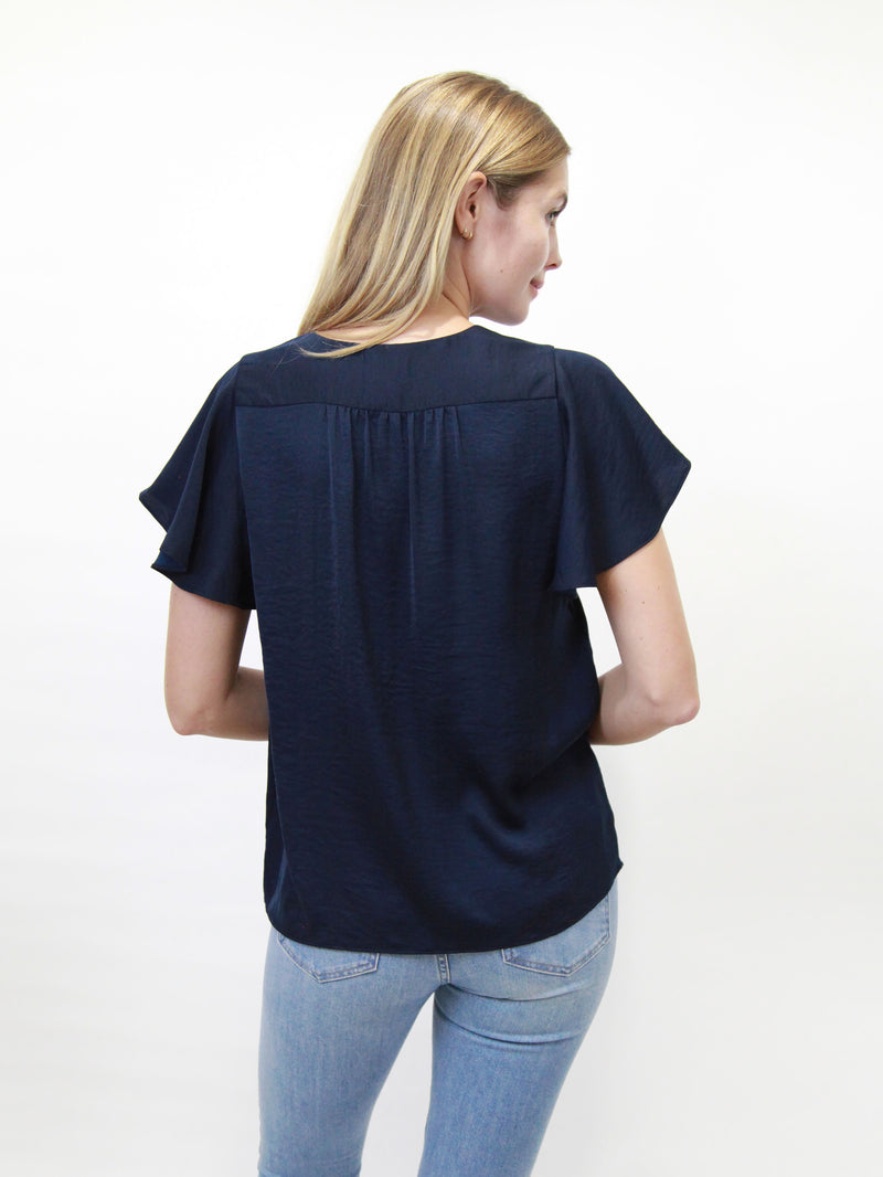 V-Neck Flutter Short Sleeve