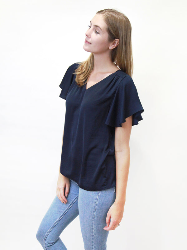 V-Neck Flutter Short Sleeve