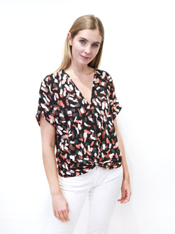 Twist Hem V-Neck Top