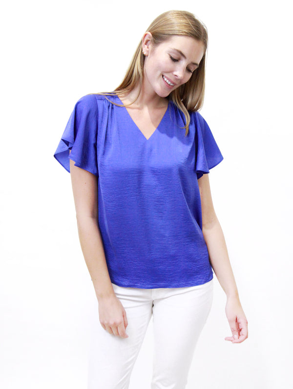 V-Neck Flutter Short Sleeve