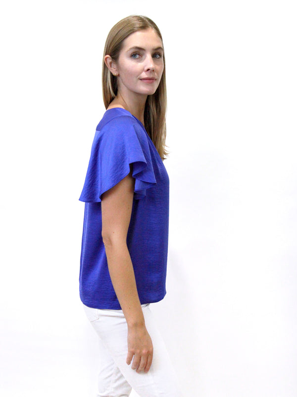 V-Neck Flutter Short Sleeve