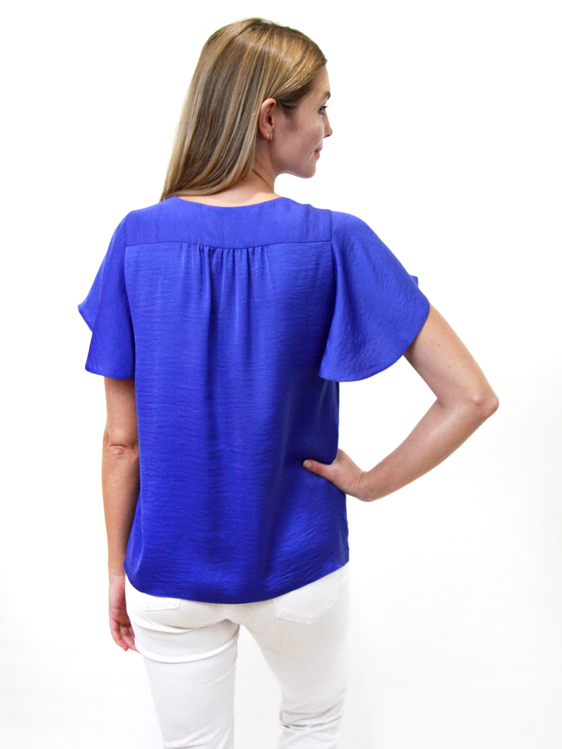 V-Neck Flutter Short Sleeve