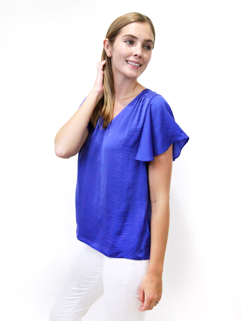 V-Neck Flutter Short Sleeve