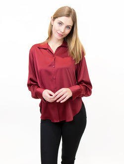 Flowy Button-Down Satin Shirt