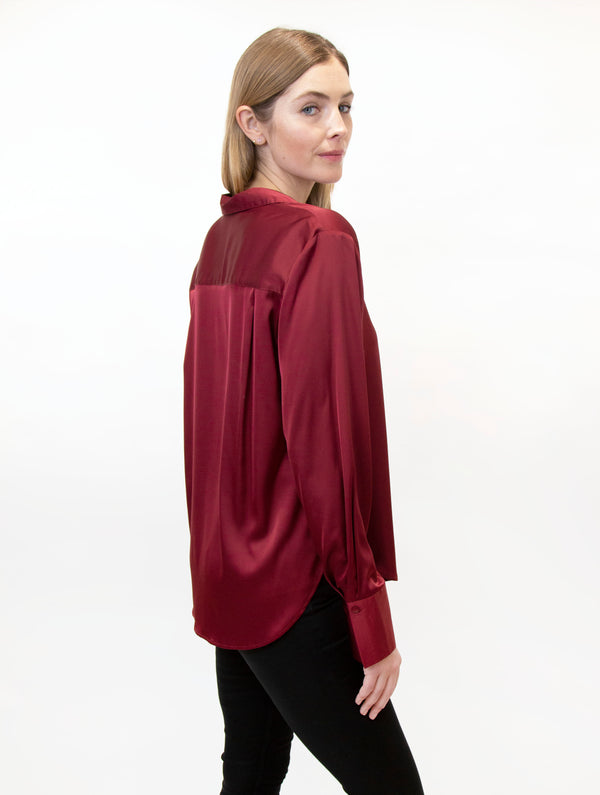 Flowy Button-Down Satin Shirt