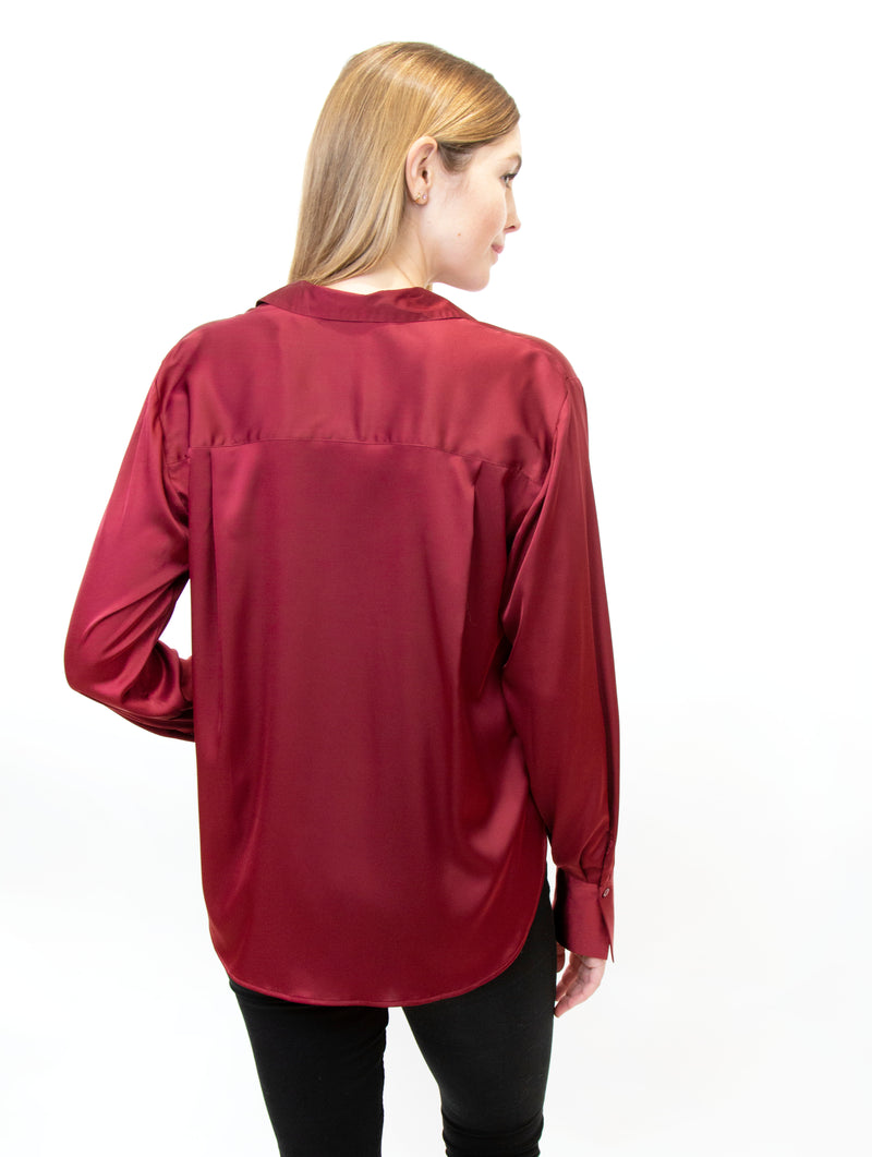 Flowy Button-Down Satin Shirt